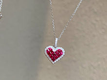 Load image into Gallery viewer, LUOWEND 18K White/Yellow Gold Nattural Ruby Necklace for Women