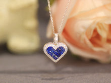 Load image into Gallery viewer, LUOWEND 18K White Gold Natural Sapphire Necklace for Women