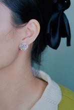 Load image into Gallery viewer, LUOWEND 18K White Gold Real Natural Diamond Stud Earrings for Women
