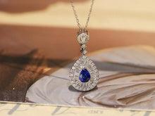 Load image into Gallery viewer, LUOWEND 18K White Gold Natural Sapphire Necklace for Women