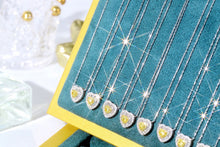 Load image into Gallery viewer, LUOWEND 18K White Gold Real Natural Yellow Diamond Pendant Necklace for Women