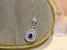 Load image into Gallery viewer, LUOWEND 18K White Gold Natural Sapphire Necklace for Women
