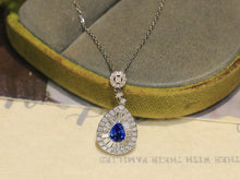 Load image into Gallery viewer, LUOWEND 18K White Gold Natural Sapphire Necklace for Women
