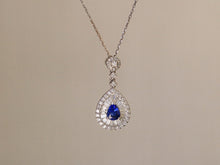 Load image into Gallery viewer, LUOWEND 18K White Gold Natural Sapphire Necklace for Women