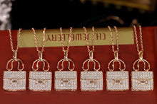 Load image into Gallery viewer, LUOWEND 18K Rose Gold Real Natural Diamond Pendant Necklace for Women