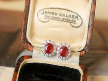 Load image into Gallery viewer, LUOWEND 18K White Gold Natural Ruby Earrings for Women