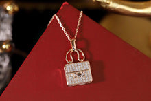 Load image into Gallery viewer, LUOWEND 18K Rose Gold Real Natural Diamond Pendant Necklace for Women