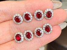 Load image into Gallery viewer, LUOWEND 18K White Gold Natural Ruby Earrings for Women