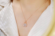 Load image into Gallery viewer, LUOWEND 18K Rose Gold Real Natural Diamond Pendant Necklace for Women