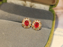 Load image into Gallery viewer, LUOWEND 18K Yellow Gold Natural Ruby Earrings for Women
