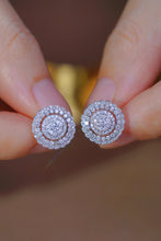 Load image into Gallery viewer, LUOWEND 18K White Gold Real Natural Diamond Stud Earrings for Women