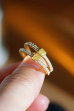 Load image into Gallery viewer, LUOWEND 18K Yellow Gold Natural Yellow Diamond Ring for Women
