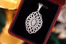 Load image into Gallery viewer, LUOWEND 18K White Gold Real Natural Diamond Pendant Necklace for Women