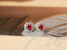 Load image into Gallery viewer, LUOWEND 18K White Gold Natural Ruby Earrings for Women