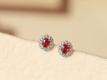 Load image into Gallery viewer, LUOWEND 18K White Gold Natural Ruby Earrings for Women