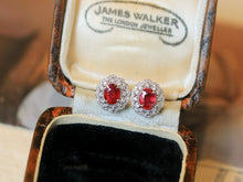 Load image into Gallery viewer, LUOWEND 18K White Gold Natural Ruby Earrings for Women