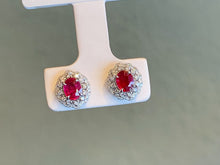 Load image into Gallery viewer, LUOWEND 18K White Gold Natural Ruby Earrings for Women