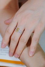 Load image into Gallery viewer, LUOWEND 18K White Gold Natural Yellow Diamond Ring for Women