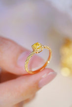 Load image into Gallery viewer, LUOWEND 18K Yellow Gold Real Natural Yellow Diamond Ring for Women