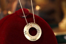 Load image into Gallery viewer, LUOWEND 18K Yellow Gold Real Natural Diamond Pendant Necklace for Women