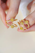 Load image into Gallery viewer, LUOWEND 18K Yellow Gold Real Natural Yellow Diamond Ring for Women