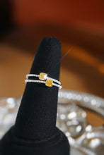 Load image into Gallery viewer, LUOWEND 18K White Gold Natural Yellow Diamond Ring for Women