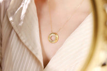 Load image into Gallery viewer, LUOWEND 18K Yellow Gold Real Natural Diamond Pendant Necklace for Women