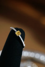 Load image into Gallery viewer, LUOWEND 18K White Gold Natural Yellow Diamond Ring for Women