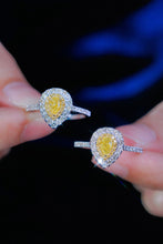 Load image into Gallery viewer, LUOWEND 18K White Gold Real Natural Yellow Diamond Ring for Women