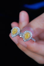 Load image into Gallery viewer, LUOWEND 18K White Gold Real Natural Yellow Diamond Ring for Women