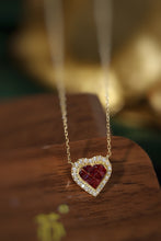 Load image into Gallery viewer, LUOWEND 18K Yellow Gold Natural Ruby Necklace for Women