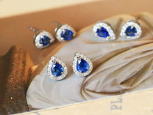 Load image into Gallery viewer, LUOWEND 18K White Gold Ntural Sapphire Earrings for Women