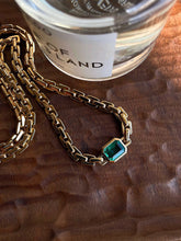 Load image into Gallery viewer, LUOWEND 18K Yellow Gold Real Natural Emerald Necklace for Women