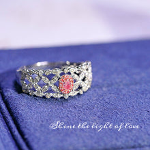 Load image into Gallery viewer, LUOWEND 18K White Gold Real Natural Pink Diamond Ring for Women
