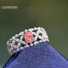 Load image into Gallery viewer, LUOWEND 18K White Gold Real Natural Pink Diamond Ring for Women