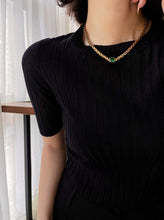 Load image into Gallery viewer, LUOWEND 18K Yellow Gold Real Natural Emerald Necklace for Women