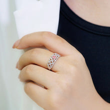Load image into Gallery viewer, LUOWEND 18K White Gold Real Natural Pink Diamond Ring for Women
