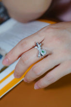 Load image into Gallery viewer, LUOWEND 18K White Gold Natural Green Diamond Ring for Women