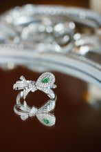 Load image into Gallery viewer, LUOWEND 18K White Gold Natural Green Diamond Ring for Women