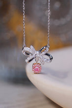 Load image into Gallery viewer, LUOWEND 18K White Gold Real Natural Pink Diamond Pendant Necklace for Women