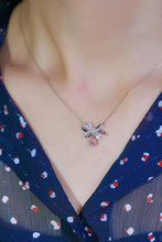 Load image into Gallery viewer, LUOWEND 18K White Gold Real Natural Pink Diamond Pendant Necklace for Women