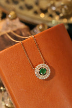 Load image into Gallery viewer, LUOWEND 18K Yellow Gold Natural Diamond&Emerald Necklace for Women
