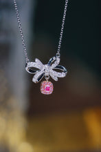 Load image into Gallery viewer, LUOWEND 18K White Gold Real Natural Pink Diamond Pendant Necklace for Women
