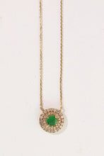 Load image into Gallery viewer, LUOWEND 18K Yellow Gold Natural Diamond&Emerald Necklace for Women