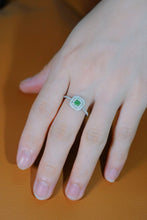 Load image into Gallery viewer, LUOWEND 18K White Gold Natural Green Diamond Ring for Women