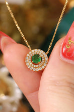 Load image into Gallery viewer, LUOWEND 18K Yellow Gold Natural Diamond&Emerald Necklace for Women