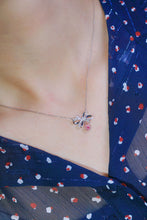 Load image into Gallery viewer, LUOWEND 18K White Gold Real Natural Pink Diamond Pendant Necklace for Women