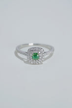 Load image into Gallery viewer, LUOWEND 18K White Gold Natural Green Diamond Ring for Women