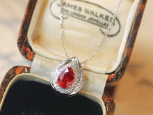 Load image into Gallery viewer, LUOWEND 18K White Gold Natural Ruby Necklace for Women