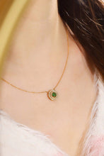 Load image into Gallery viewer, LUOWEND 18K Yellow Gold Natural Diamond&Emerald Necklace for Women